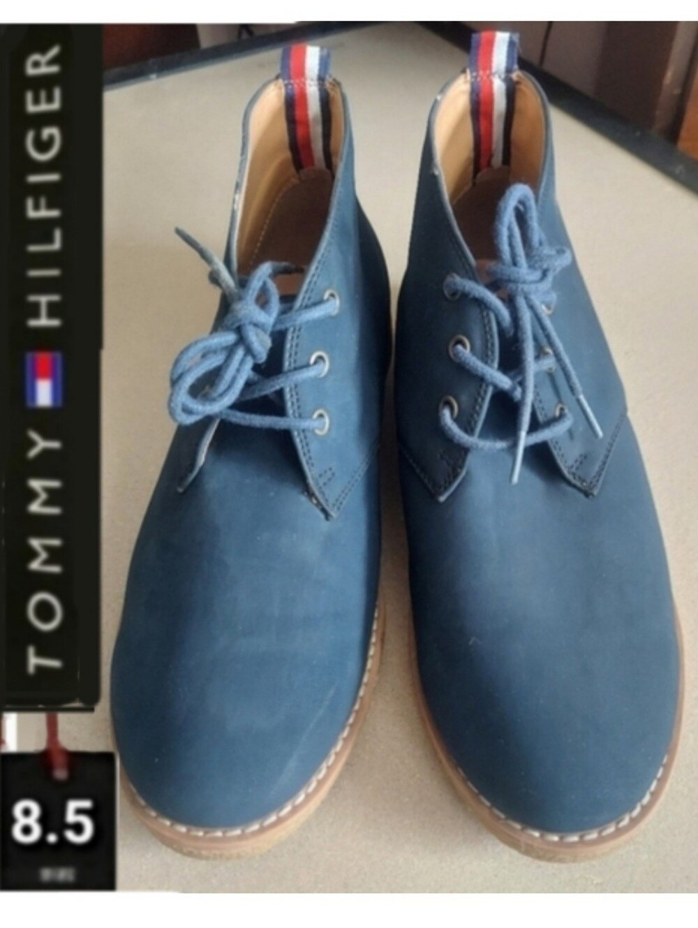 Tommy Hilfiger Blue Suede Ankle Boot, Size 8.5